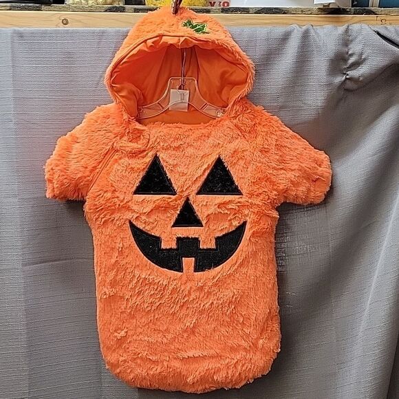 Spirit Halloween PUMPKIN BUNTING Hooded Fuzzy Costume SZ 0-6 MONTH - Picture 4 of 6